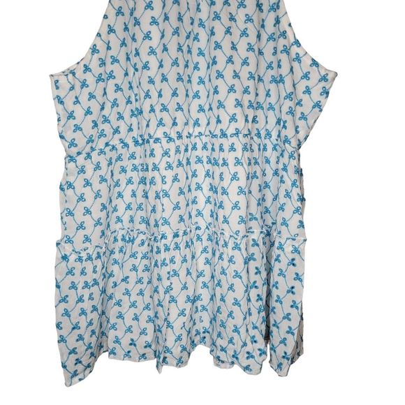 NWT Torrid 2X 18-20 Tiered Babydoll Top, White and Blue - Picture 8 of 11